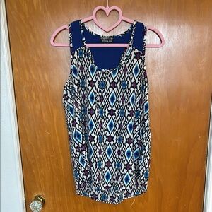 Papermoon by Stitch Fix Royal Blue and Hot Pink Diamond Print Tank Top